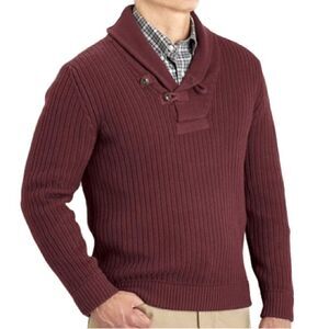 NWT Duluth Trading Co High Neck Infantry Maroon Sweater Cotton Wool Blend Mens M